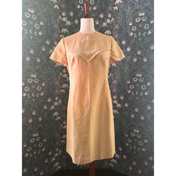 Beige linen shift dress, size M - Picture 4 of 6